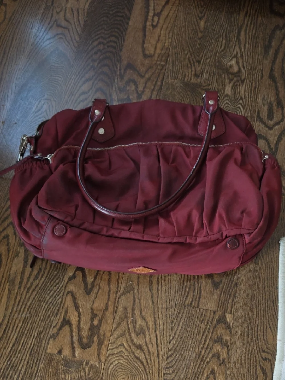 MZ Wallace Bedford Burgundy Nylon Tote with Multiple Pockets